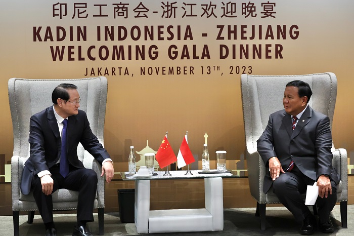 Menteri Pertahanan Prabowo Subianto di acara Kadin-Zhejiang Welcoming Gala Dinner yang digelar di Jakarta. (Dok Tim Media Prabowo Subianto)